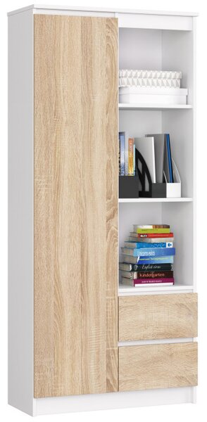 Regál R 80 cm CLP R1, biely / sonoma