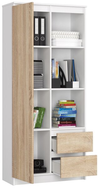 Regál R 80 cm CLP R1, biely / sonoma