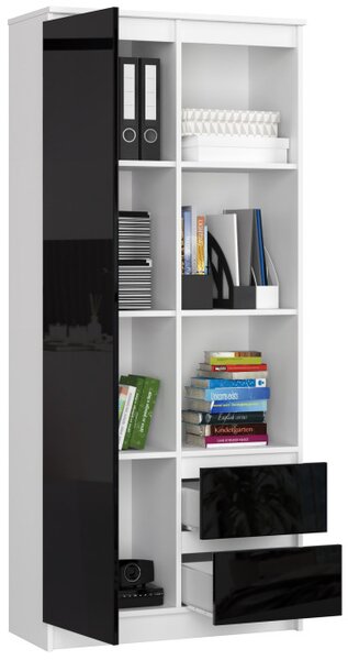 Regál R11 R80 1D 2SZ CLP biely / čierny lesk
