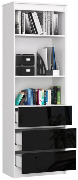 Regál R60 3SZ 2P CLP biely / čierny lesk