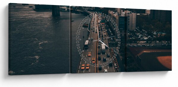 Obraz Manhattanu (s hodinami) (90x30 cm)