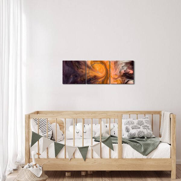 Abstraktné obraz - vesmír (s hodinami) (90x30 cm)