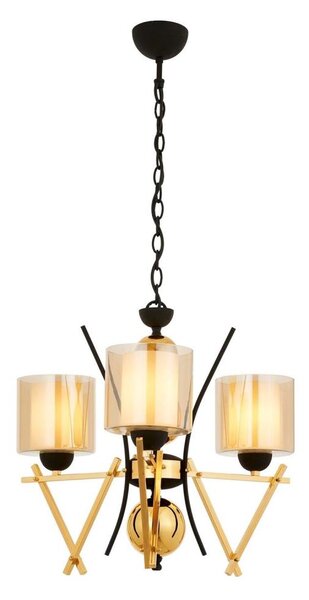 Luster na reťazi VARANA 3xE27/40W/230V čierna/zlatá
