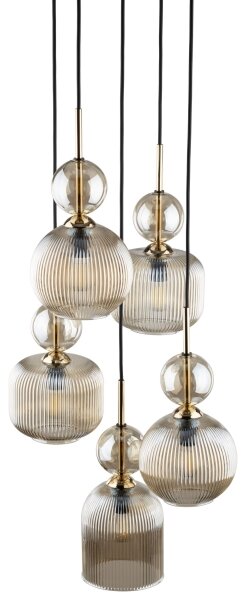 Luster na lanku SOPHIA 5xE14/10W/230V čierna/dýmová béžová
