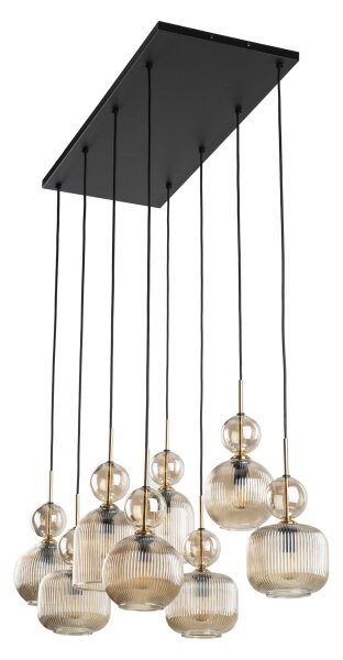 Závesný luster SOPHIA na lanku 8xE14/10W/230V čierna/dymovo-béžová
