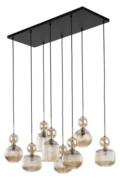 Závesný luster SOPHIA na lanku 8xE14/10W/230V čierna/dymovo-béžová