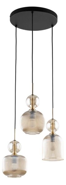 Závesný luster na lanku SOPHIA 3xE14/10W/230V čierna/dymová béžová