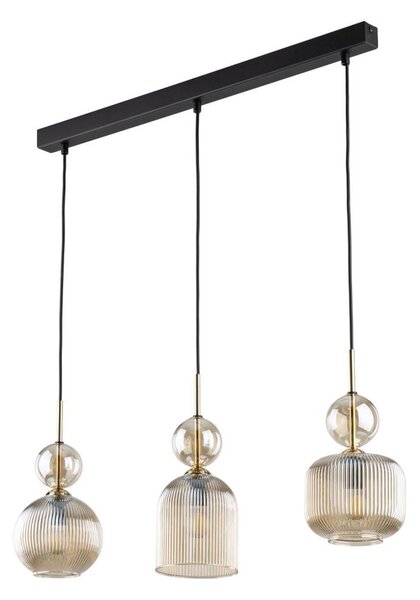 Závesný luster na lanku SOPHIA 3xE14/10W/230V čierna/dymová béžová