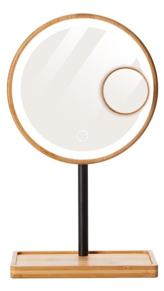 Lanaform - Stmievateľné kozmetické zrkadlo s LED podsvietením 5V USB bambus