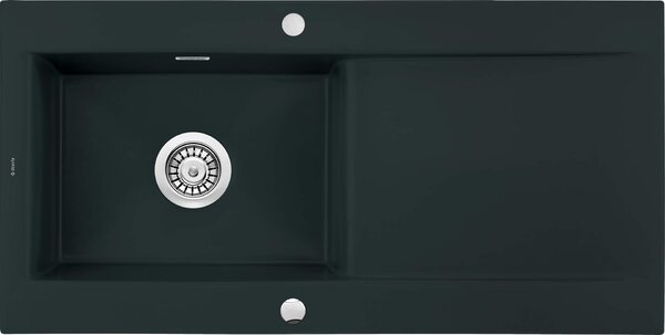 Deante Sabor, keramický drez na dosku 1015x510x210 mm + priestorovo úsporný sifón, 1-komorový, čierna lesklá, ZCB_N113