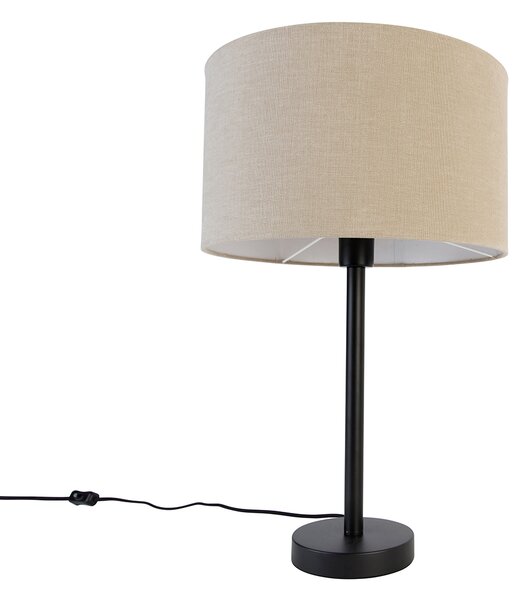 Moderná stolná lampa čierna s tienidlom z boucle svetlohnedej 35 cm - Simplo