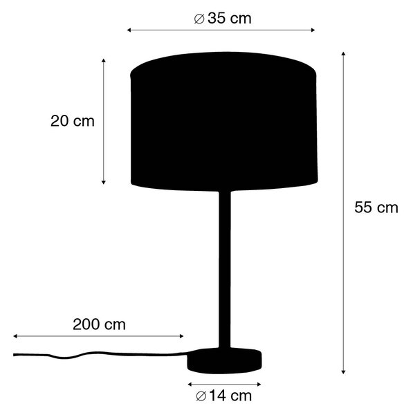 Moderná stolná lampa čierna s tienidlom z boucle svetlohnedej 35 cm - Simplo