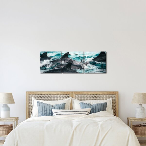 Obraz - Delfíny v oceáne (s hodinami) (90x30 cm)