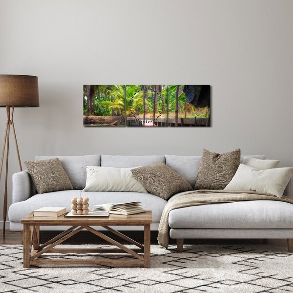 Obraz - Drevená loď na kanáli, Thajsko (s hodinami) (90x30 cm)