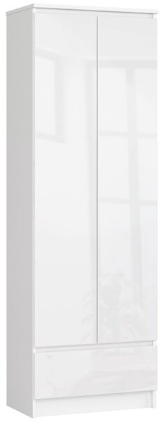 Uzavretý regál R60 2D 1SZ CLP biely / biely lesk