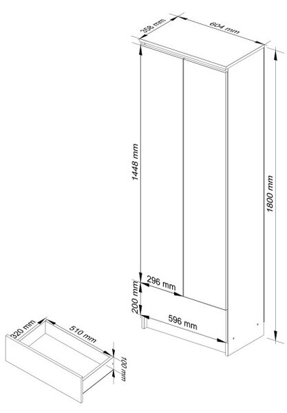 Uzavretý regál R60 2D 1SZ CLP biely / sivý