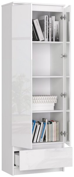 Uzavretý regál R60 2D 1SZ CLP biely / biely lesk