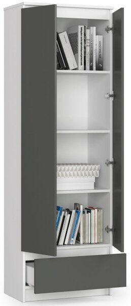 Uzavretý regál R60 2D 1SZ CLP biely / sivý