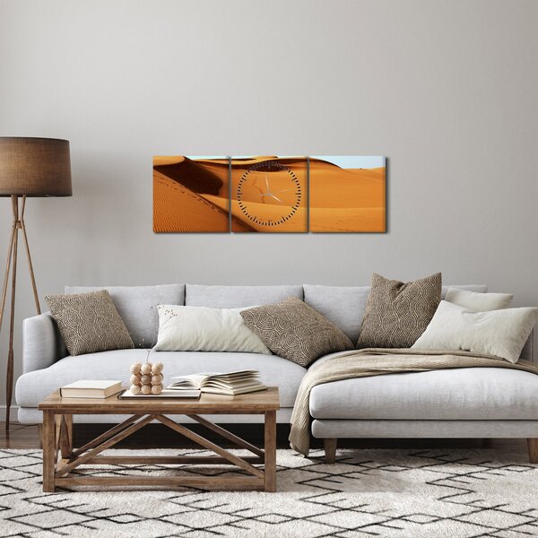 Obraz - Stopy v púšti (s hodinami) (90x30 cm)