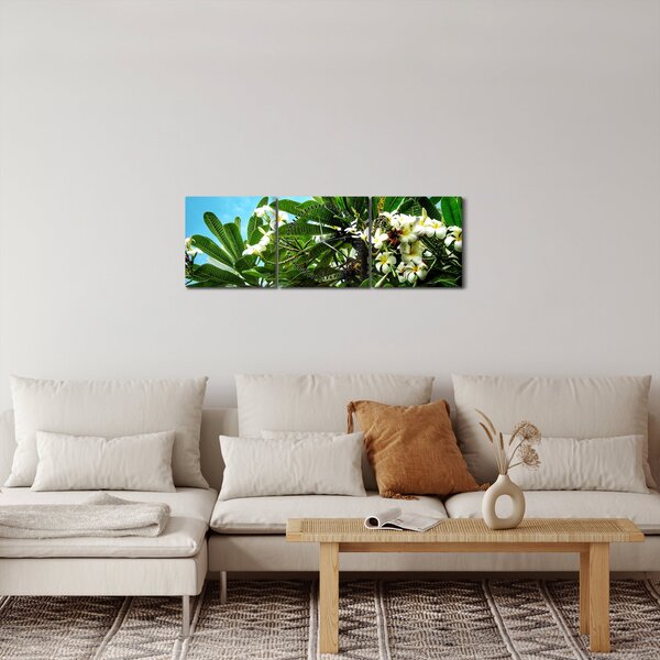 Obraz - Plumeria (s hodinami) (90x30 cm)