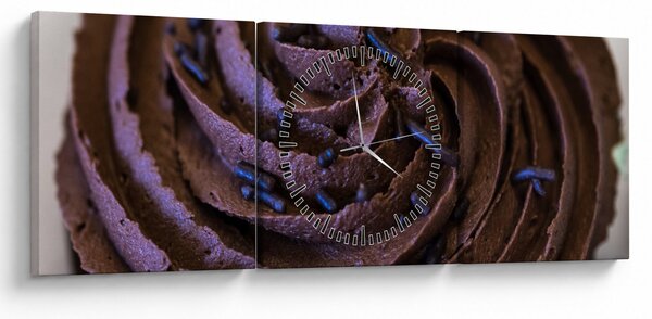 Obraz - Čokoládový Cupcake (s hodinami) (90x30 cm)