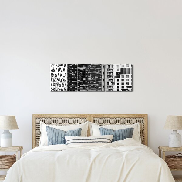 Obraz čiernobiele architektúry (s hodinami) (90x30 cm)