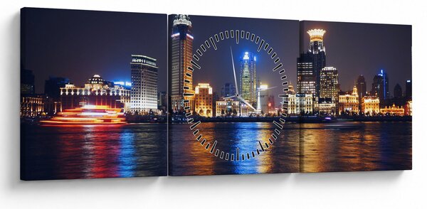 Obraz - Reflekce noci (s hodinami) (90x30 cm)