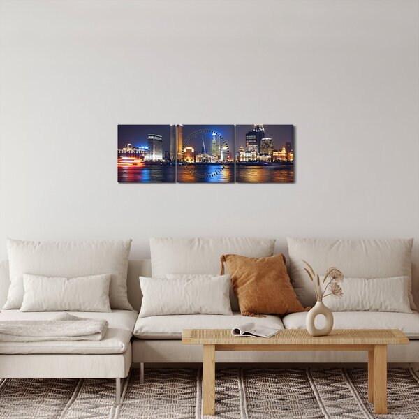 Obraz - Reflekce noci (s hodinami) (90x30 cm)