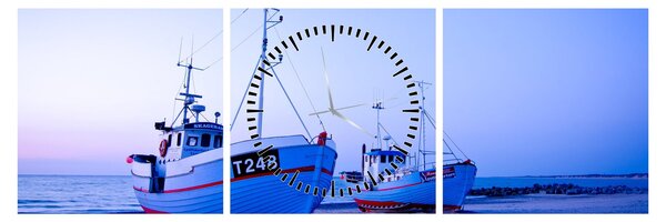 Obraz - Vylodenie za súmraku (s hodinami) (90x30 cm)