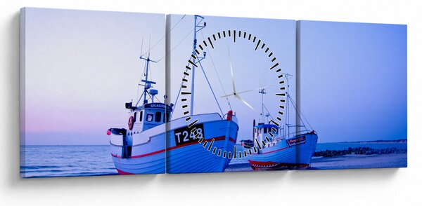 Obraz - Vylodenie za súmraku (s hodinami) (90x30 cm)