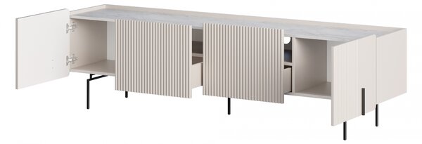 TV stolík Malmi 200 cm - kašmírová / crema bianca / čierna