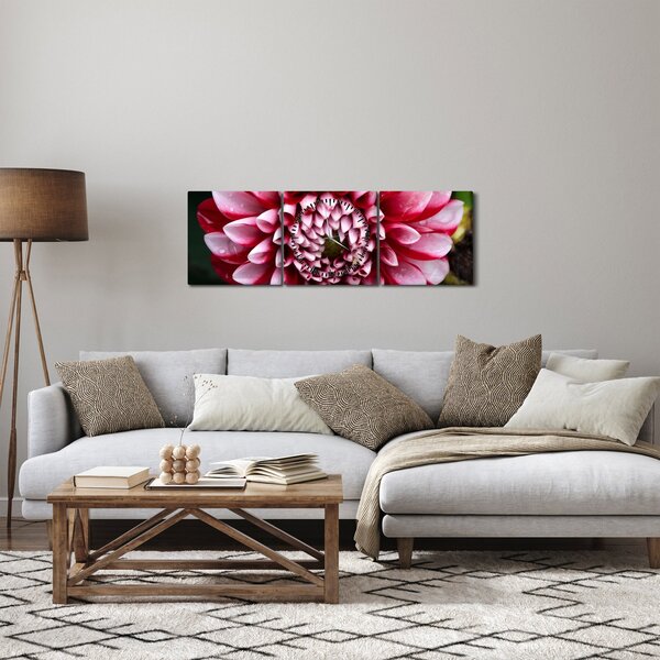 Obraz ružovej Dahlie (s hodinami) (90x30 cm)