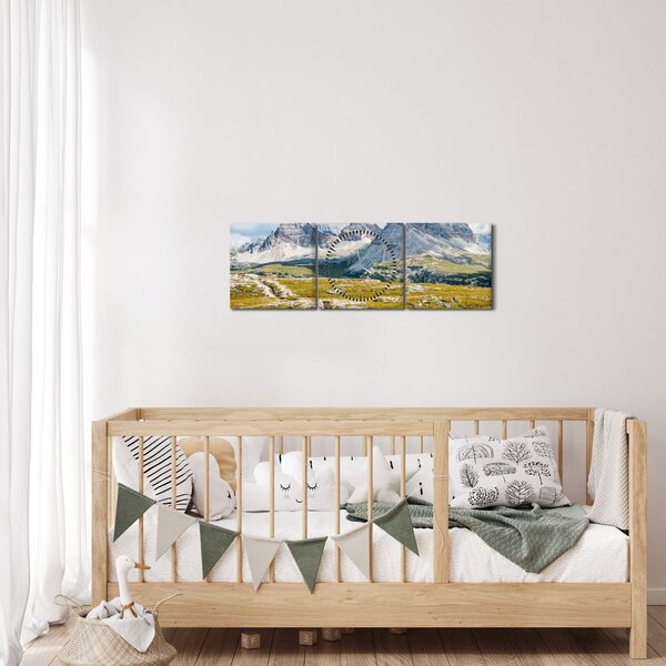 Obraz - Talianske Dolomity (s hodinami) (90x30 cm)