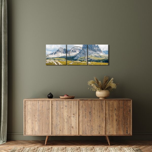 Obraz - Talianske Dolomity (s hodinami) (90x30 cm)