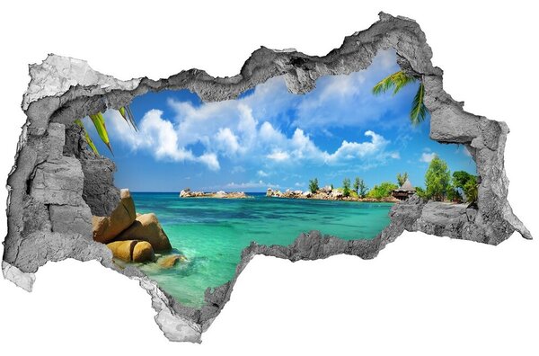 Diera 3D v stene nálepka Seychelles beach nd-b-37245256