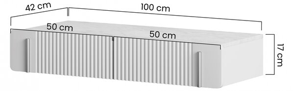 Závesný toaletný stolík Malmi 100 cm - kašmírová / crema bianca / zlatá