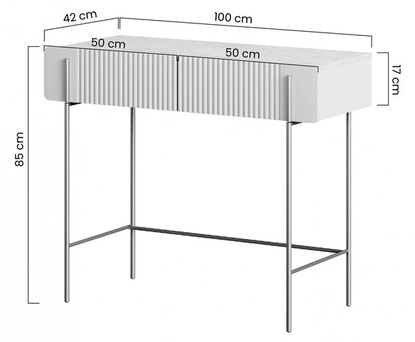 Toaletný stolík Malmi 100 cm - kašmírová / zlatá