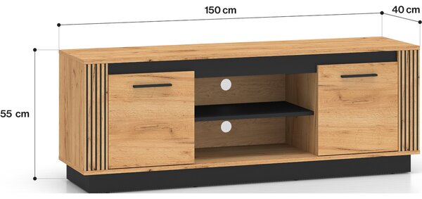MEBLINE Komoda RTV URSA 08 dub craft zlatý + čierna
