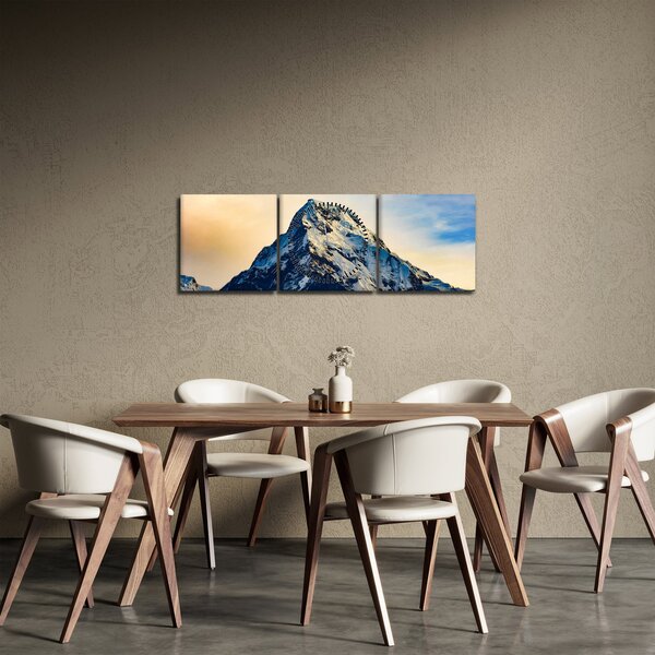 Obraz zasnežených hôr, Nepál (s hodinami) (90x30 cm)