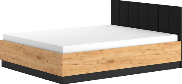 MEBLINE Posteľ 160x200 so zdvíhacím roštom URSA 14A dub craft zlatý + čierna