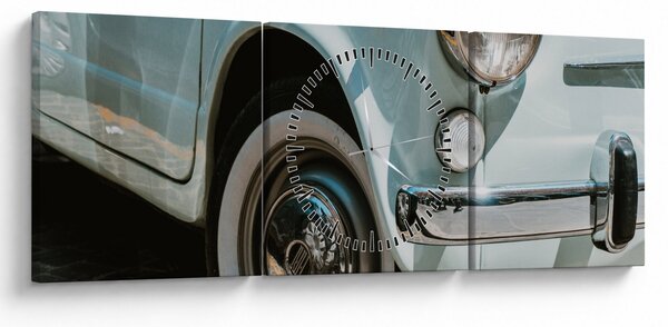 Obraz - Retro auto Fiat (s hodinami) (90x30 cm)