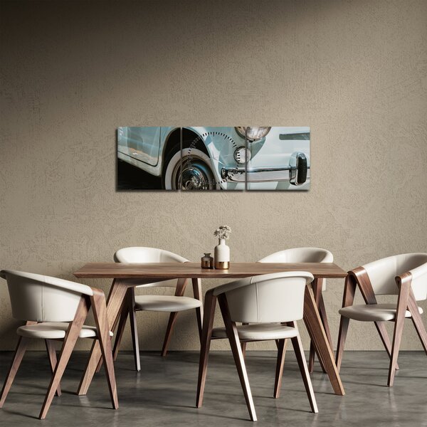 Obraz - Retro auto Fiat (s hodinami) (90x30 cm)