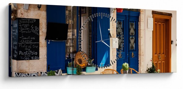 Obraz - Grécke posedenie (s hodinami) (90x30 cm)