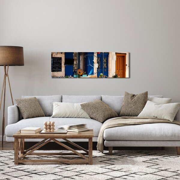 Obraz - Grécke posedenie (s hodinami) (90x30 cm)