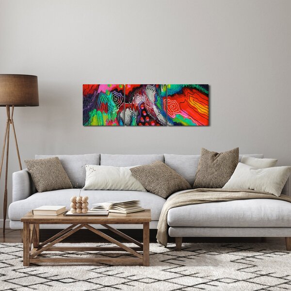 Obraz abstraktné - farby (s hodinami) (90x30 cm)