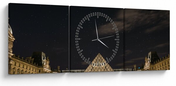 Obraz - Louvre v noci (s hodinami) (90x30 cm)