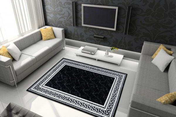 Koberec GLOSS 2813 87 styl, greek - čierny, sivý