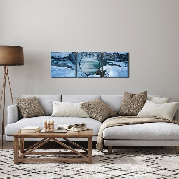 Obraz - Vodopád Bohov, Island (s hodinami) (90x30 cm)