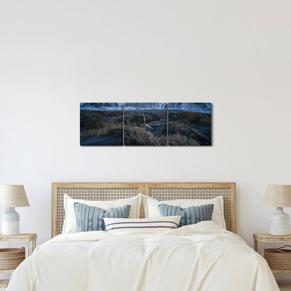 Obraz výhľadu na Islandskej vrcholky (s hodinami) (90x30 cm)