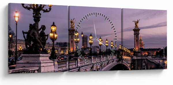 Obraz - Most Alexandra III. v Paríži (s hodinami) (90x30 cm)